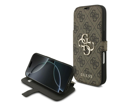 Etui do telefonów Guess Book 4G Metal Logo do iPhone 17 Pro brązowy